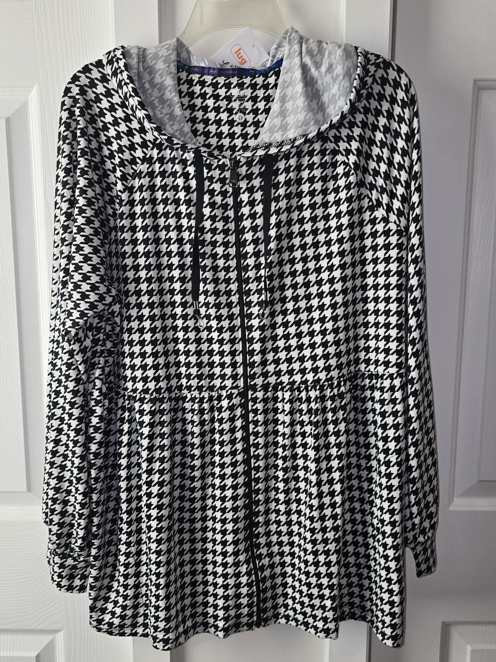 lug Black & White Houndstooth Zip Hoodie
